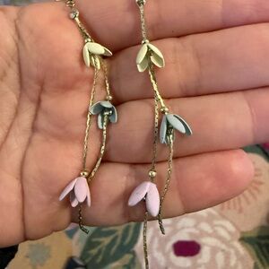 Floral Drop Earrings in Pink and Blue